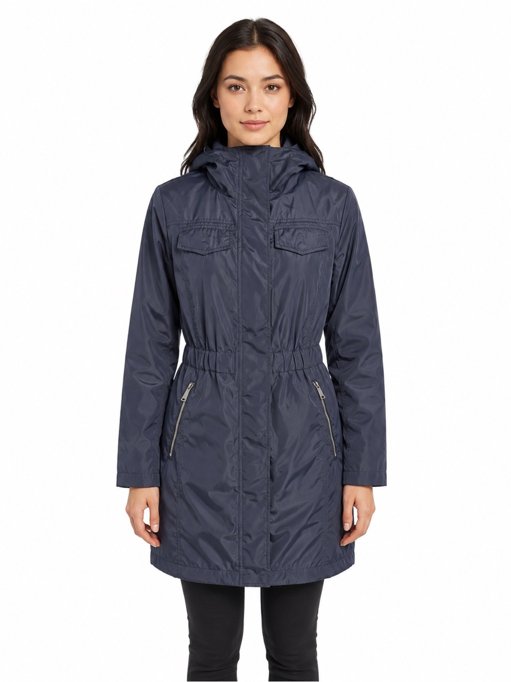 BCBGeneration Navy Faux Fur Lined Hooded Anorak Parka Jacket XS